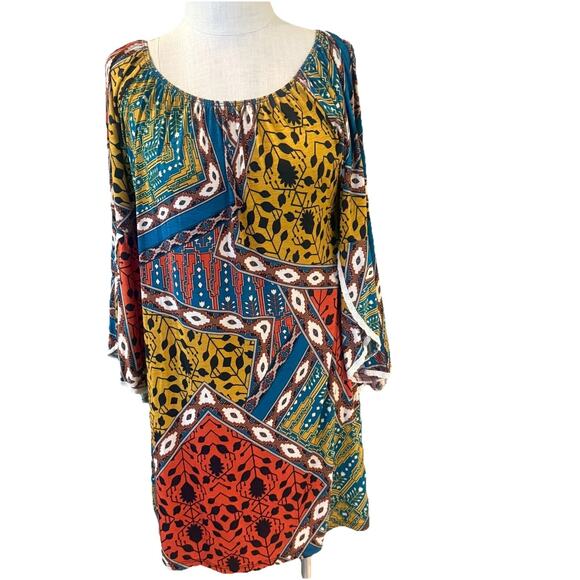 Lonesome Blouse Tunic Dress Womens Medium Multicolor Floral Off the Shoulder - Picture 1 of 10